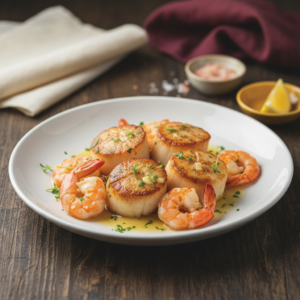 Poêlée de St Jacques et Crevettes